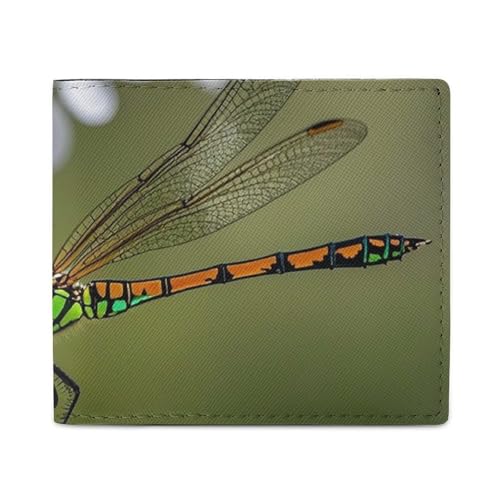 Dragonflies on Flowers And Branches Wallet Elegant Leather Wallets with ID Window & 2 Card Slots, Slim Bifold Wallet for Men Women