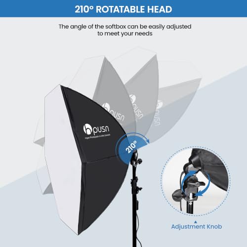 HPUSN Softbox Kit d'éclairage de Photographie Professionnel 30" x 70" - Système d'éclairage continu Professionnel - Équipement de Studio Photo avec 2 Douilles E27 5400 K - pour Portraits, publicité, – vue 3