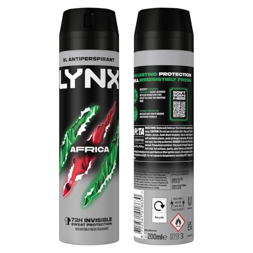 Lynx XL Antiperspirant Africa The G.O.A.T. of Fragrance 72 Hour Protection From Odour and Sweat with the Unique Scent Masculine Deodorant for Men, 200ml Pack of 6