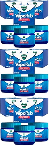 Vicks VapoRub, Original, Cough Suppressant, Topical Chest Rub & Analgesic Ointment, Medicated Vapors, Relief from Cough Due to Cold, Aches & Pains, 1.76oz Each (Pack of 9)