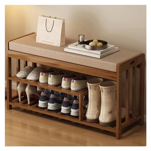 Étagère à chaussures coulissante pivotante empilable avec banc de rangement réglable