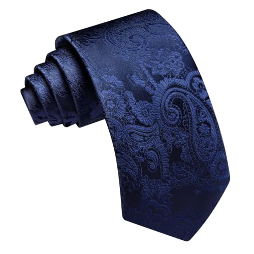 Image of Barry.Wang Paisley Tie for Men Silk Woven Necktie and Tie Clip Set Wedding Party Business Formal