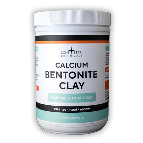 Calcium Bentonite Clay Healing Powder - Pure Pharmaceutical - Face, Body & Hair Detox Mask, Natural Mud Masks, Deep Pore Cleansing for Health & Beauty
