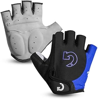 GEARONIC Cycling Bike Bicycle Motorcycle Glove Shockproof Foam Padded Outdoor Workout Sports Half Finger Short Gloves - Blue