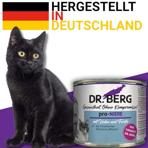 Dr. Berg pro-NIERE Nassfutter für Katzen: Diätfutter bei Nierenproblemen & Niereninsuffizienz (6 x 200g)