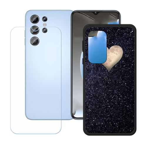 BMPNLSZ �K�p Oukitel C1 Plus�p+HD�����K���X�ɓK�����ėpTPU�P�[�X�A�V���J�Q���P�[�X�o���p�[�ی�o�b�N�P�[�X-Oukitel C1 Plus�p�ɓK����9�d�x�X�N���C�u�h�~�X�N���[���v���e�N�^(6,52") - LH52