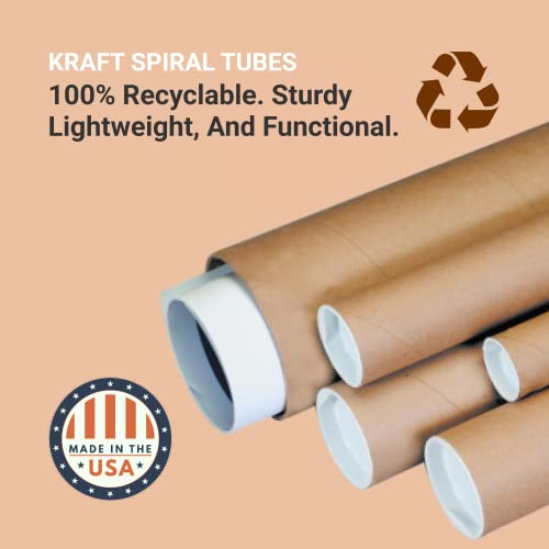 Aviditi Mailing Tubes With Caps, 2 Inch X 12"L, 50-Pack | Cardboard Tube Mailer For Poster Box, Blueprint, Teachers, Artwork, Long Art Holder, 2X12 Kraft, P2012K #TOP3