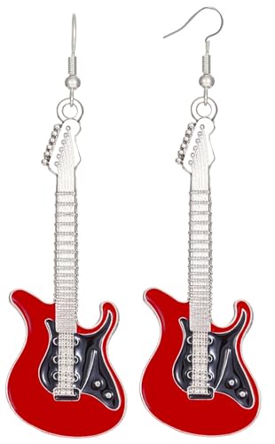arete de guitarra y música para guitarra eléctrica, arete colgantes para mujer, amantes de la música...