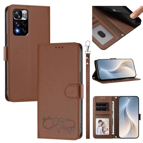 �X�}�z�P�[�X �Ή��@�� for Xiaomi Poco X4 NFC,�Ή��@�� for Redmi Note 11 Pro Plus 5G �X�}�z�P�[�X�y�J�[�h�E�������[�X���b�g�t�� �E�H���b�g�f�U�C�� �t���b�v�X�^���h �����h�~�@�\�zBrown