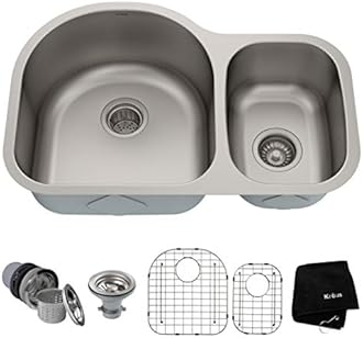 Kraus KBU21 30 inch Undermount 60/40 Double Bowl 16 Gauge Stainless Steel Kitchen Sink