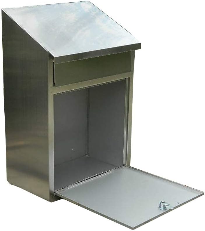 HBJWOV Wall Mount Lockable Mailbox - Outdoor Galvanized Metal Key Large Capacity - Commercial Rural Home Decorative & Office Business Parcel Box Packages Drop Slot Secure Lock