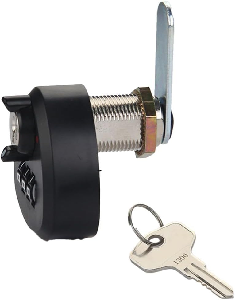 Zinc Alloy 3-Digit Mechanical Combination Cam Lock with Key Mailbox Drawer Cabinet Door, Secure Password Locking System, 20/25mm, Black(25mm Black)