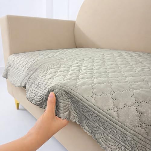Image of Homerz Premium Petal Charm Sofa Cover | Embossed Floral Pattern | Soft Touch, Anti-Dust & Easy Wash Fabric Cloth, Washable and Durable (Beige, 2 Seater, Only Seat Cover)