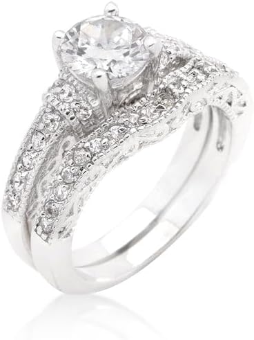 Art Deco Round Cut Bridal Set Size 5