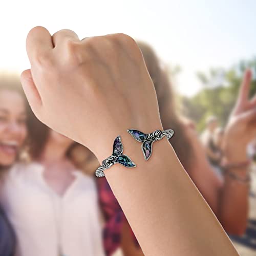 Men Wrap Bracelet Boho Cuff Bracelets Abalone Shell Mermaid Tail Opening Adjustment Bangle Bracelet Jewelry Decoration Fish Silver Bracelets Dainty- Charm Bracelet For Women (A, One Size) #TOP4