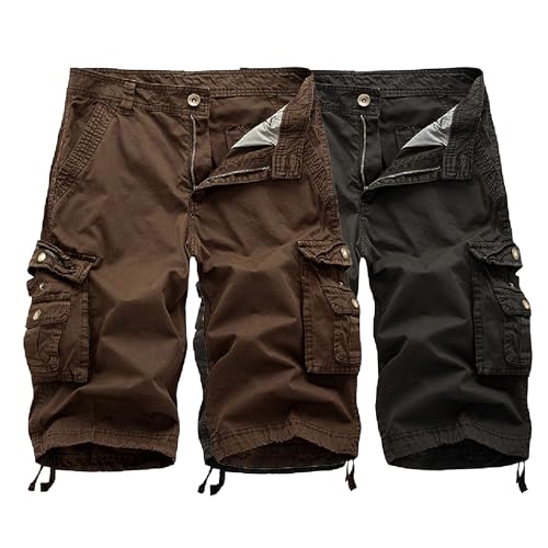 Shorts cargo décontractés homme JEKE-DG lot de 2 en sergé grande taille 48 FR