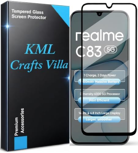 Image of HD, Scratch, Tear Resistant Edge to Edge Tempered Glass Screen Protector Guard Suitable For Realme C83 5G