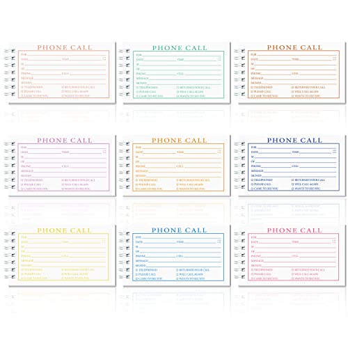 Colarr 540 Sheets 9 Pads Phone Message Book Spiral Bound Phone Message Forms Book Assorted Colored Message Pads Phone Call Log Book Memo Book For Memo Home Office, Carbonless Duplicate, 2.8 X 5 Inches #TOP26