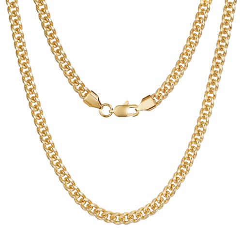 VEXXS 14K Real Gold Plated 4/5mm Cuban Link Chain12