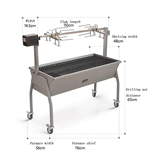 NOWLIN Outdoor Bbq Charcoal Grill Grill Thickened Electric Heating Rotary Grill Chicken Rack Suitable for Family Barbecue