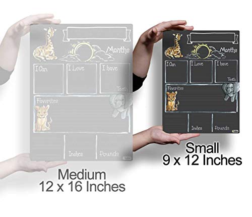 Cohas Monthly Milestone Board For Baby With Safari Theme, Reusable Chalkboard Style Surface, And No Liquid Chalk Marker, 9 By 12 Inches, No Marker #TOP4