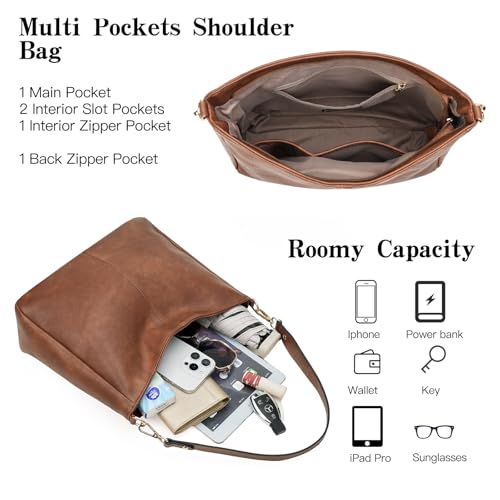 Bolso Hobo de cuero suave para mujer miniatura 4