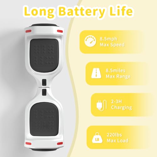 Image of SIMATE 6.5 inch Bluetooth Scooter, LED Lights & APP & Music Speaker, Long Battery Life, Gifts for Kids & Adults & Girls & Boys, for All Ages
