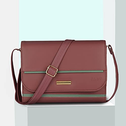 Image of ALSU Women's trendy Sling Bag | handbag | purse | crossbody bag| deattachable straps | adjustable straps |card slots 4| side bag| phone pocket