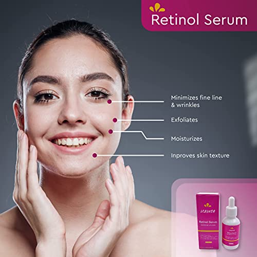 LeBlush Anti Aging Retinol Serum For Face- Medical Grade Hyaluronic Acid Antioxidant Vitamin A E Anti Wrinkle Intensive Night Facial Serum For Smoothing Fine Lines & Skin Brightening - 1fl Ounce