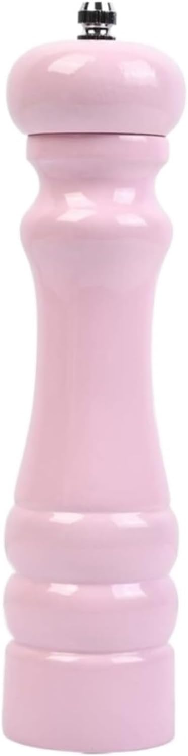 Salt and Pepper Grinder Manual Rubber Wood with Ceramic Grinder Core Refillable Manual Spray Light Pink Color Spice Grinders Salt Shaker,1pcs-8in