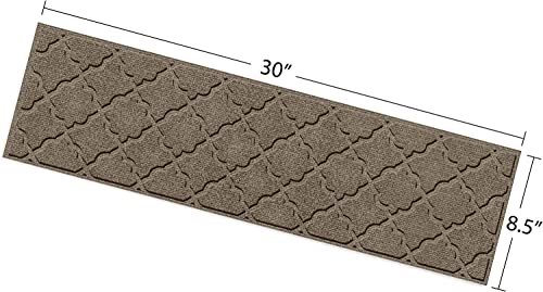 Bungalow Flooring Waterhog Stair Treads, Set Of 4, 8-1/2 X 30 Inches, Made In Usa, Durable And Decorative Floor Covering, Indoor/Outdoor, Water-Trapping, Cordova Collection, Khaki/Camel #TOP3