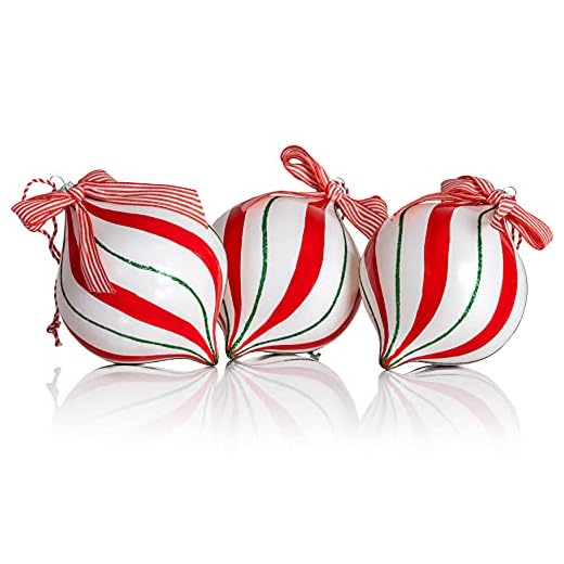 Ornativity Peppermint Candy Ornament Set – Christmas Candy Cane Shatterproof Candy Balls Hanging Ornaments for Indoor or Outdoor Christmas Tree – 1 Dozen
