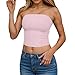 Womens Fashion Tube Tops Solid Color Sexy Corsets Sleeveless Cropped Top Slim Strapless Casual Elastic Skinny Shirts Pink Large
