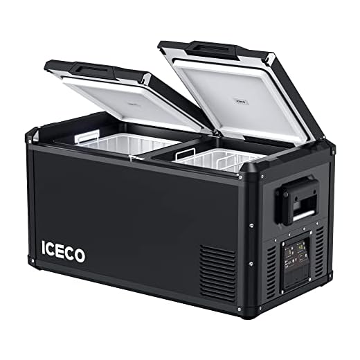 ICECO VL75 ProD Portable Refrigerator, Multi-directional Lid, Dual USB & DC 12/24V, AC 110-240V, 75L Dual Zone Steel Compact Refrigerator Powered by SECOP, 0℉ to 50℉, Home & Car Use [Upgrade, 79 Quarts]