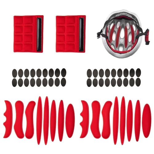 2Pcs Anti-Collision Helmet Padding Kit Motorcycle Cycling Helmet Padding Replacement Perfect Protection Universal Foam Pads for Motorcycle Cycling Helmet(Red)