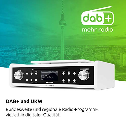 TechniSat DIGITRADIO 20 CD - Modernes & kompaktes DAB+ Küchen- & Badezimmerradio (Empfangstarkes UKW Unterbauradio mit CD Player & Uhr)