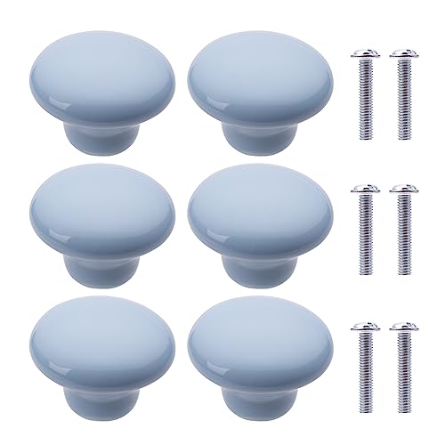 NAKUPENDA 6Pcs Manopole per Mobili Pomelli per Cassetti in Ceramica a Forma di Rotonde Pomello a Forma in Ceramica per Cassetto Cameretta Maniglie Delle Porte Armadi (Azzurro)