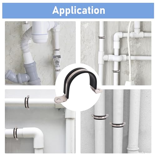Soimuk Pipe Clamps,304 Stainless & Rubber Cushioned Heavy Duty Conduit Clips  thumb #5