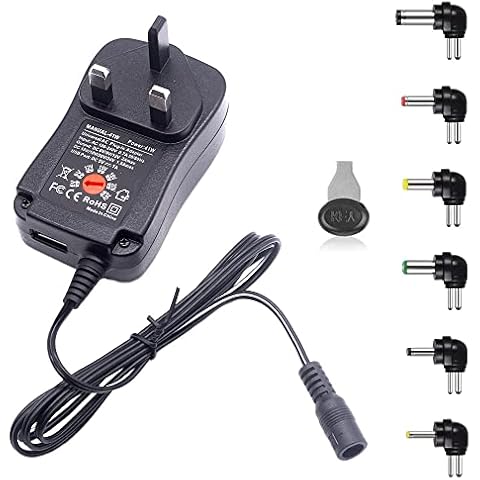 GutReise UK Universal Adapter Power Supply,220V TO 6V 9V 12V 15V 18V 24V Adjustable DC Charger Adapter Switching 41W 5V/2.1A USB Port with 6 Selectable Adapter Tips For Wifi Adapter Electronics Cover