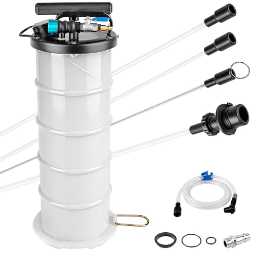 Lustriix 6.5L Oil Extractor Pump - Pneumatic/Manual Automotive Fluid Extractor with Extended Suction Hoses & Brake Bleeding Hose for Oil/Fluid Change