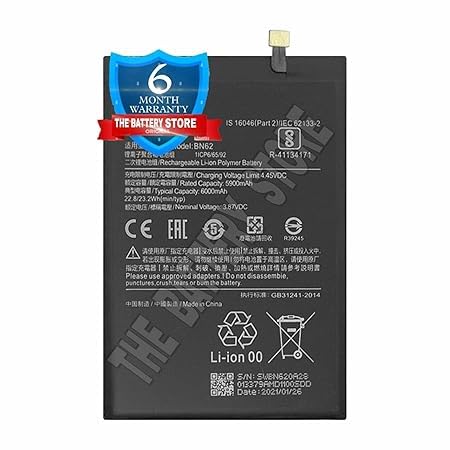 Image of THE BATTERY STORE Original BN62 Battery for Redmi Note 9, Xiaomi Poco M3 Battery with 1 Year Warranty and high Capacity Battery Backup (for MI BN62)