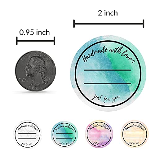 Mobiusea Creation Handmade With Love Labels Roll | 2 Inch Round Cut | 500 Labels For Homemade Goods, Handmade Stickers , Small Business Supplies, Soap Candle Canning Supplies #TOP2