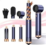 UKLISS Hairstyler 5 in 1 Airbrush Haarstyler | Pro Air Styler Set - 1000W Rundbürstenföhn, Air Curler, Warmluftbürste, Föhnbürste, Haartrockner, Glättbürste | Styling für Alle Haartypen - Blau