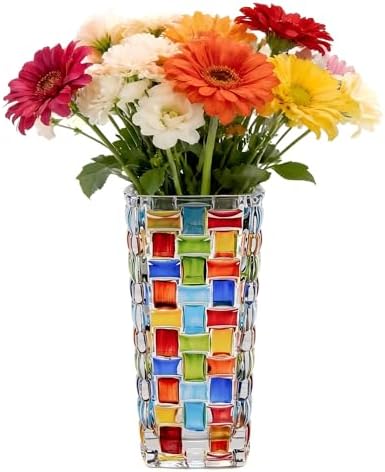 Hand Painted Woven Mosaic Glass Vase