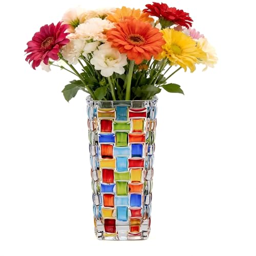 Krayce Serenya Handcrafted Colorful Glass Flower Vase - 7.7 Inch
