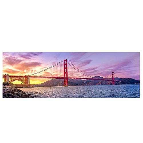 Tableau sur toile pont doré paysage naturel grand format 50 x 150 cm pour salon