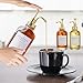 Coffee Syrup Dispenser for Coffee Bar, Coffee Syrup Pump Dispenser, Glass Syrup Bottle with Gold Upgraded Pump, 2 Pack 16.9 oz 500 ml Syrup Dispensers, 28 Labels and Bamboo Tray
