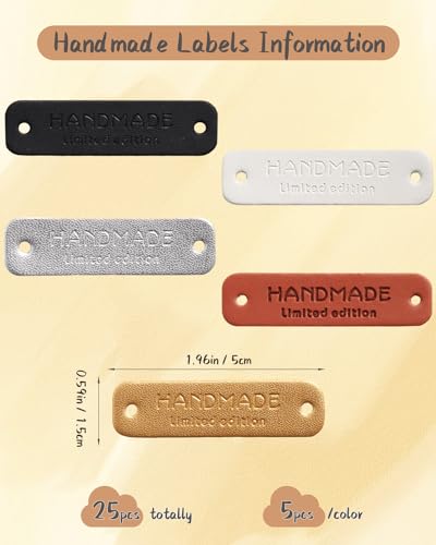 image for Aeelike Crochet Tags for Handmade Items 80 Pcs, Colorful Leather Tags 