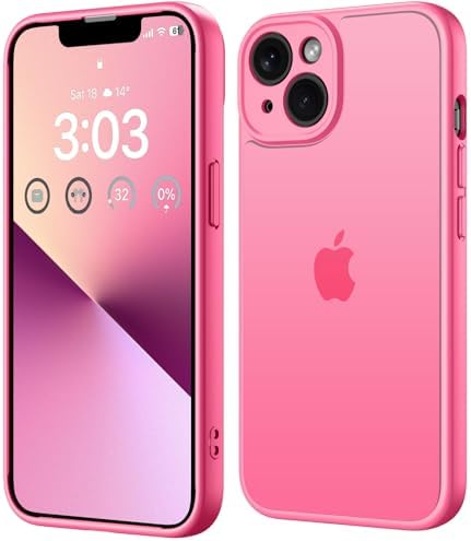 ORDA für iPhone 13 Hülle, Vollständiger Kameraschutz, Leuchtend Rosa | Matt Handyhülle für iPhone 13, Kratzfest Transluzente Rückseite Schutzhülle, Anti-Fingerabdruck Case