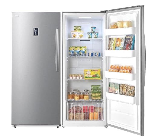 فريزر عمودي بباب واحد قابل للتحويل من سوبر جنرال، سعة 595 لتر، فضي